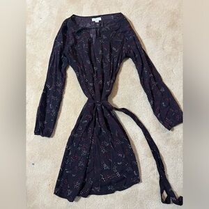 Midi dress with waist tie [Velvet]